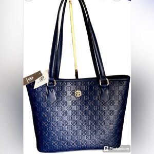 Gianni Bini NWT debossed Signature Tote Navy blue